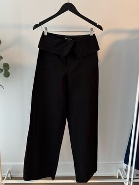 Zara Black High-Rise Wide Leg Trousers